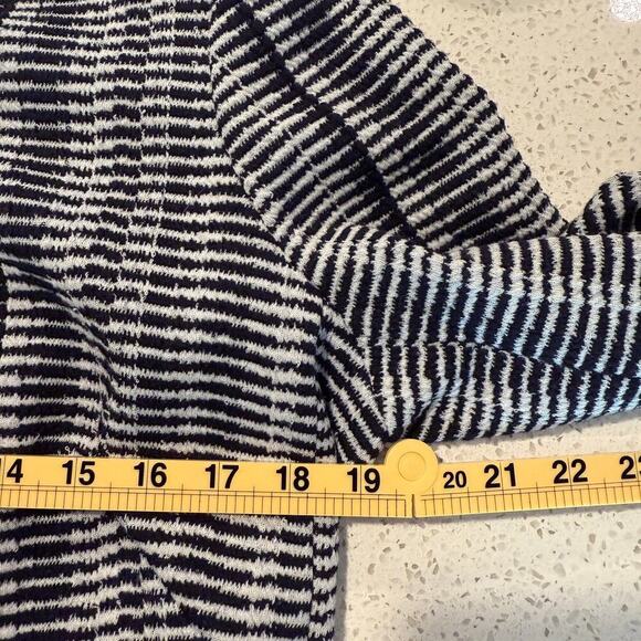 DKNY Black White Striped Front Zip Jacket Size 12 Preppy Workwear Classic - Picture 9 of 9